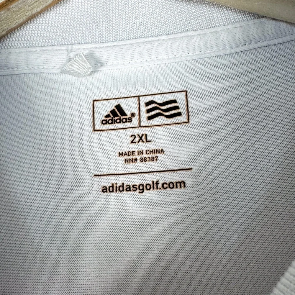 Adidas Adizero Golf Polo‎ Shirt Mens 2XL White Red Navy Geometric Performance